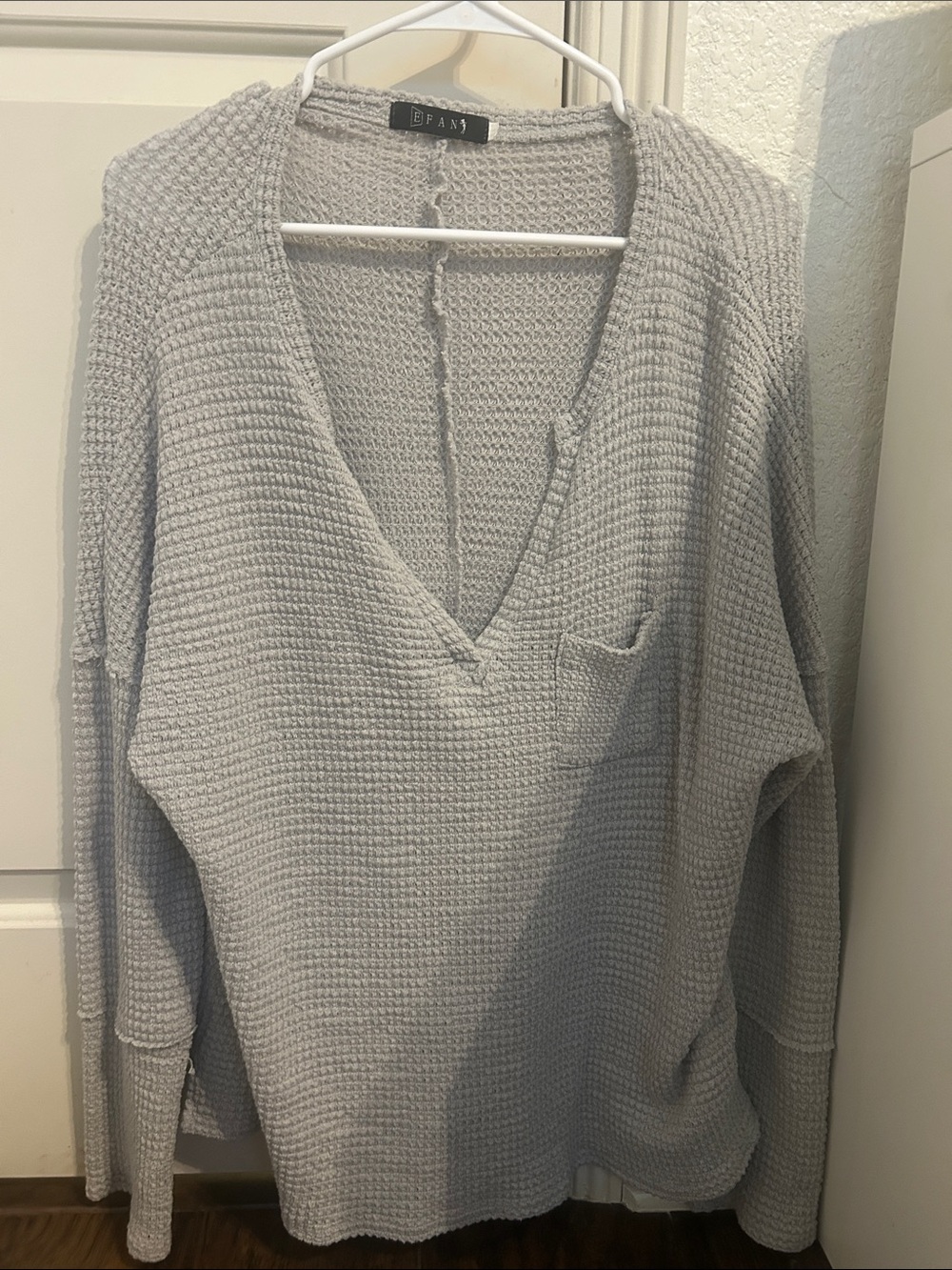EFAN Grey Waffle Knit Top